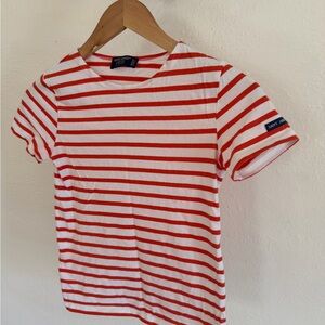 Saint James Kids Tee in Red and White Stripes